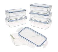 AKTIVE Max Home - Pack 6 Recipientes Herméticos de Vidrio, táper Cristal Apto para Microondas, Envases para Comida con Cierre, 800 mililitros, Tapas transparentes, Contenedor de Alimentos (16533)