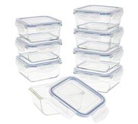 AKTIVE Max Home Pack 8 Recipientes herméticos de vidrio, Fiambrera cristal apta para microondas, Envases para comida con cierre, 550 mililitros, Tapas transparentes, Contenedor de alimentos (16538)
