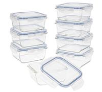 AKTIVE Max Home - Pack 8 Recipientes Herméticos de Vidrio, táper Cristal Apto para Microondas, Envases para Comida con Cierre, 700 mililitros, Tapas transparentes, Contenedor de Alimentos (16539)