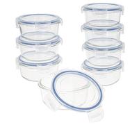 AKTIVE Max Home - Pack 8 Recipientes Herméticos de Vidrio, táper Cristal Apto para Microondas, Envases para Comida con Cierre, 580 mililitros, Tapas transparentes, Contenedor de Alimentos (16535)