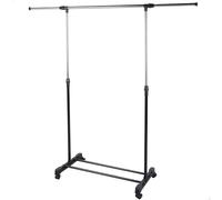 AKTIVE MAX Home Perchero de Ropa Altura Ajustable, 150x44x160 cm, Peso máximo soportado X, con balda para Zapatos, con Ruedas, Extensible, Moderno, Negro y Acero, Minimalista (18807)