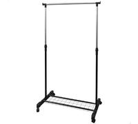 AKTIVE MAX Home Perchero de Ropa Altura Ajustable, 81x44x160 cm, Peso soportado X, con balda para Zapatos, con Ruedas, Cromado, Moderno, Negro y Acero, Minimalista (18804)