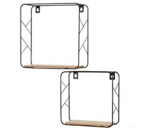 AKTIVE MAX Home Set 2 estanterías de Pared, 25x25 y 20x20 cm, Máximo 4 kg, Cuadradas, Balda de Madera, Estructura metálica Negra, Estilo Moderno Industrial, Decoración salón, Oficina (18466)