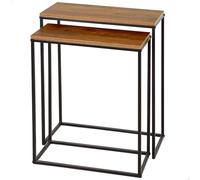 AKTIVE MAX Home Set 2 mesas auxiliares de Nido, 50x25x60 cm, Mesita Cuadrada, Decoración para salón, Comedor, Oficina, Madera, Estructura metálica Negra, Estilo Industrial (18509)