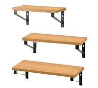 AKTIVE MAX Home Set de 3 estantes de Pared, 42, 34 y 28 cm, Peso máximo 6 kg, con Estructura metálica Negra, Efecto Roble, Decorativa, para salón, Dormitorio, Cocina, Oficina (18484)