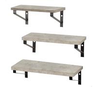 AKTIVE MAX Home Set de 3 estantes de Pared, 42, 34 y 28 cm, Peso máximo 6 kg, Efecto Cemento, Estructura metálica Negra, Flotante, para salón, Dormitorio, Cocina, Oficina, baño (18485)