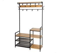AKTIVE Max Home Zapatero entrada recibidor y perchero de pie, 17 ganchos y 4 estantes, 102x40x180 cm, Industrial, Recibidores, Estantería, Patas nivelables, Zapateros, Percheros pared (18429)