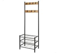 AKTIVE 18428 MAX Home Zapatero Entrada recibidor y Perchero de pie, 7 Ganchos extraíbles y 3 estantes Almacenamiento, 60 x 40 x 175 cm, Industrial, Patas nivelables