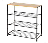 AKTIVE MAX Home Zapatero metálico, Entrada recibidor, 63 x 30 x 63 cm, 4 estantes, Madera y Acero Negro, Máx. 10 kg, Estilo Industrial, Abierto, Estantería para Zapatos, Organización Calzado (18427)