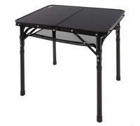 Aktive - Mesa baja exterior, 60x45x27/56 cm, color negro, ajustable en altura, topes antideslizantes, asas de transporte, cierre de seguridad, incluye red auxiliar desmontable, peso soportado 30 kg,