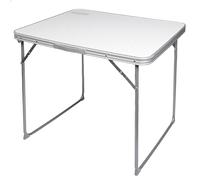 AKTIVE Mesa camping plegable, Mesa ligera, patas plegables, 80x60x70 cm, madera MDF, estructura de acero, color blanco, asa de transporte (52814)