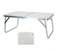 AKTIVE Mesa playa plegable, Mesa baja playa, 60x40x25 cm, color crema, estructura de metal, tablero de madera, mesa plegable camping pequeña, cierre de seguridad, Aktive Camping (52812)