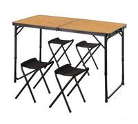 Aktive mesa plegable 120x60 cm aluminio bambú con 4 taburetes