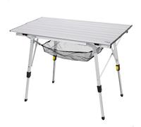 AKTIVE Mesa Plegable, 90 x 51 x 45/70 cm, Patas telescópicas, Topes Antideslizantes, Tablero y Estructura de Aluminio, Soporta 30 kg, Malla extraíble, Camping, Playa, Picnic (63052)