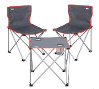 Aktive - Mesa plegable camping 2 personas, mesa de 46x46x46 cm, 2 sillas de 43x43x71 cm, estructura acero, patas con topes antivuelco, soporta 110 kg, bolsa transporte, sillas de camping, sillas playa
