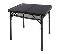 AKTIVE Mesa plegable pequeña, Negro, 60x45x27/56 cm, Altura ajustable, Topes antideslizantes, Soporta 30 kg, Asas transporte, Incluye red auxiliar desmontable, Mesas de camping, Playa, Jardín (63086)
