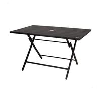 Aktive mesa plegable de jardín de acero negro 4 personas con agujero para sombrilla 120x75x70 cm 75 cm