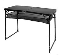 AKTIVE Mesa Plegable, Negro, 120 x 60 x 60/70 cm, Altura Ajustable, Topes Antideslizantes, Soporta 30 kg, Asa Mano Transporte, Incluye Red Auxiliar Desmontable, Playa, Jardín (63089)