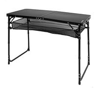 AKTIVE Mesa Plegable, Negro, 120 x 60 x 60/70 cm, Altura Ajustable, Topes Antideslizantes, Soporta 30 kg, Asa Mano Transporte, Incluye Red Auxiliar Desmontable, Playa, Jardín (63089)