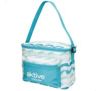 AKTIVE 62407 Bolsa térmica, 15L portátil con asa Regulable y Bolsillo Frontal, Interior Aislante, diseño Olas, óptimo para Playa, Picnic y Camping, Libre de CFC y azoicos, Medidas 30x18x23 cm