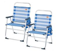 Aktive pack 2 sillas de playa plegables 48x50x88 cm azul marinera con bolsillos 56 cm
