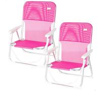 AKTIVE Pack 2 sillas de Playa Plegables, Sillas de Aluminio, 44x40x72 cm, Tejido Transpirable, con asa de Transporte, Sillas Ligeras, Resistentes hasta 110 kg, Color Fucsia (85523)