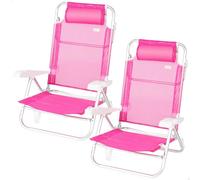 AKTIVE Pack 2 Sillas de Playa, Sillas multiposición, 47x49x82 cm, Sillas reclinables, 8 Posiciones, con reposacabezas, hasta 110 kg, con asa de Transporte, Fucsia (85530)