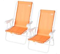 AKTIVE Pack 2 sillas Playa, 44x40x81 cm, Asiento Medio 28 cm, Naranja, Respaldo Fijo, Bolsillo Trasero, Peso soportado por Silla 110 kg, Asas Tipo Mochila (85549)