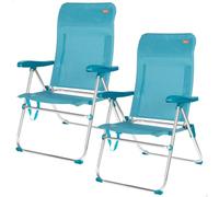 AKTIVE Pack 2 sillas Playa, 47x62x90 cm, Asiento Alto 40 cm, 5 Posiciones, Turquesa, Peso soportado por Silla 110 kg, Respaldo Curvo, Asa Lateral, Antivuelco (85538)