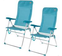 AKTIVE Pack 2 sillas Playa, 47x67x110 cm, 5 Posiciones, Asiento Alto 40 cm, Turquesa, Peso soportado por Silla 110 kg, Respaldo Curvo, Asa Lateral, Antivuelco (85539)