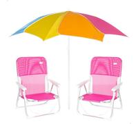 AKTIVE Pack 2 Sillas Playa Fucsia y sombrilla 180 cm (259)