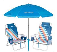 AKTIVE Pack 2 Sillas Playa Multicolor y sombrilla 220 cm (264)