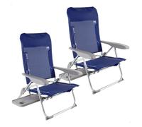Aktive pack 2 sillas playa multiposición plegado slim c/mesa 57 cm