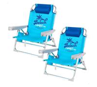 Aktive pack 2 sillas playa plegables bajas y multiposición azul beach time 80 cm