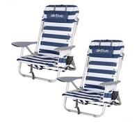 Aktive pack 2 sillas playa plegables bajas y multiposición estampado marinero 64 cm