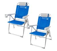 Aktive pack 2 sillas playa plegables y multiposición azul asiento alto