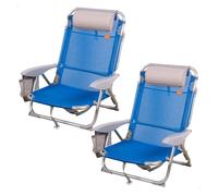 Aktive pack 2 sillas playa plegables y multiposición azul asiento bajo