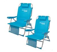 Aktive pack 2 sillas playa plegables y multiposición azul cielo
