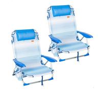 Aktive pack 2 sillas playa plegables y multiposición rayas azul y blanco 45 cm