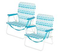 Aktive pack 2 sillas plegables camping bajas fijas 45x40x70 cm negras con posavasos