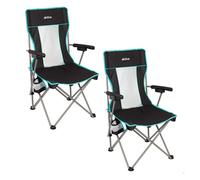 Aktive pack 2 sillas plegables camping deluxe 48x48x102 cm negro con respaldo de rejilla