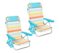 Aktive pack 2 sillas plegables playa 48x48x75 cm multicolor 5 posiciones con cojín y bolsillos 48 cm