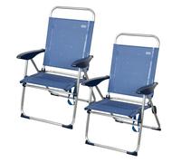 Aktive pack 2 sillas plegables playa 48x60x100 cm azul 4 posiciones