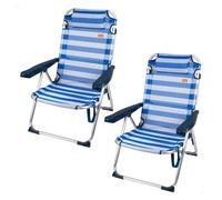 Aktive pack 2 sillas plegables playa 48x60x90 cm rayas 5 posiciones 62 cm