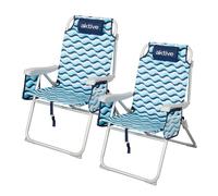 Aktive pack 2 sillas plegables playa xl 48x78x95 cm aruba 5 posiciones con asas mochila