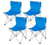 AKTIVE Pack 4 sillas Camping, 43x43x71 cm, Azul y Gris, Soporta 110 kg, Asiento Alto 40 cm, Antivuelco, Asa Transporte Lateral, Plegado Compacto, Sin Tubo Delantero (85563)