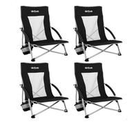 Aktive pack 4 sillas plegables camping bajas 50x51x67 cm negras con posavasos