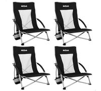 AKTIVE Pack 4 sillas Plegables de Camping, 50x51x67 cm, Estructura de Acero, Tejido Transpirable, Reposabrazos Acolchados, Posavasos Lateral, Máx. 110 kg, Camping, Incluye Funda de Transporte (62370)