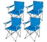 AKTIVE Pack 4 Sillas Plegables de Camping, Azul, Estructura de Acero, Asiento Poliéster, 48x45x80 cm, Portavasos Integrado, Soporta 100 kg
