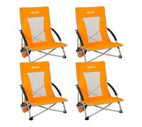 Aktive pack 4 sillas plegables playa bajas 50x51x67 cm naranja con posavasos